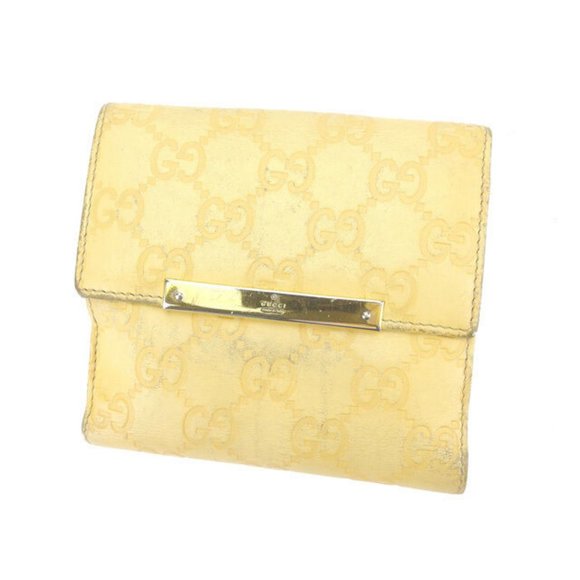 Gucci Wallet Purse Guccissima Yellow Gold Woman Authentic Used Y4157 - Picture 1 of 6